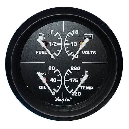 Faria Beede Instruments 4" 4-in-1 Multifunction Gauge - Voltmeter (10-16) Fuel Level - O 32851